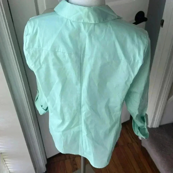 NWT size S teal NY&Co pullover 3/4 button up top - Picture 5 of 6
